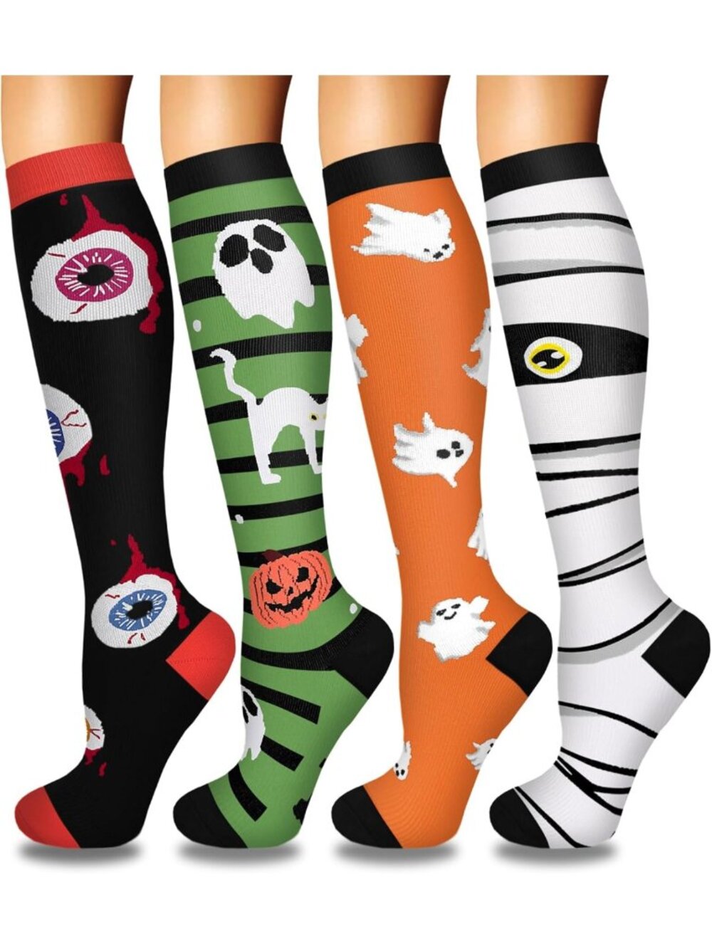 4 Pairs Compression Socks for Women - Best Support for Circulation, Travel